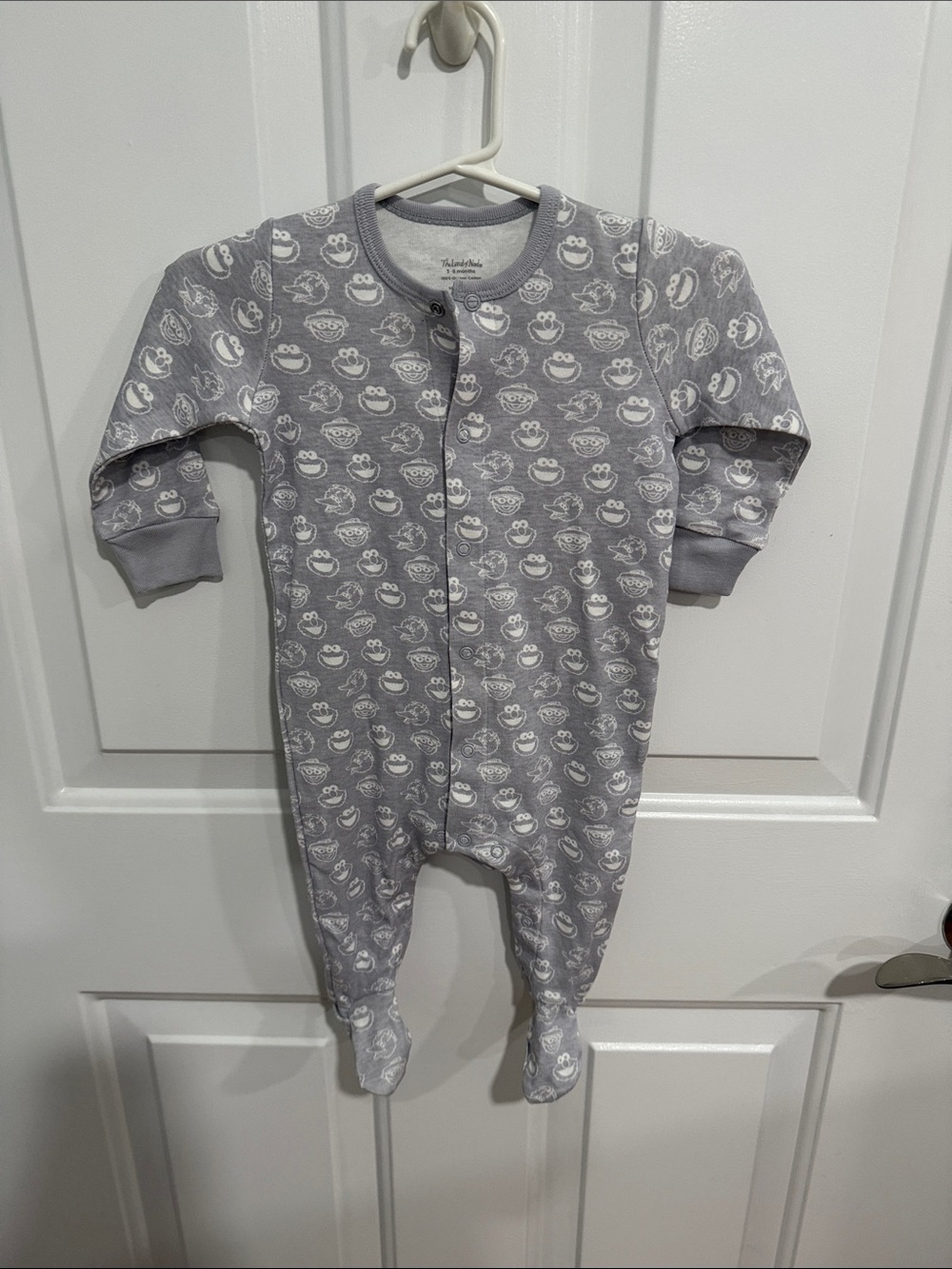 Land Of Nod Gray Footed One-Piece with White Character Faces